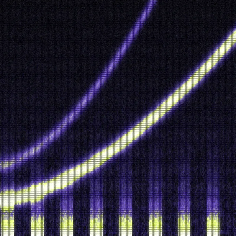 Signal / Noise cover: LED spectrogram with a rising acid sweep