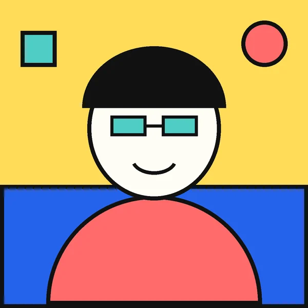 Retrato ilustrado de Juan Pérez con lentes, estilo geométrico